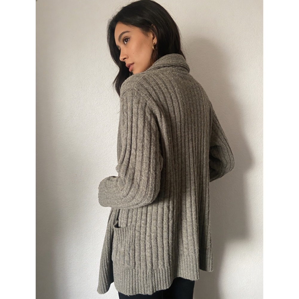 Cozy Pink Lily olive green soft knit open front cardigan